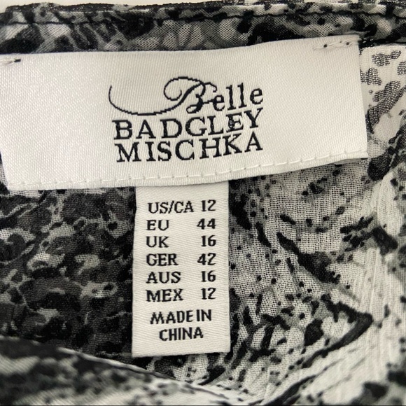 Badgley Mischka Womens Animal Print Beaded Dress Black Gray Chiffon size 12 - Picture 12 of 14